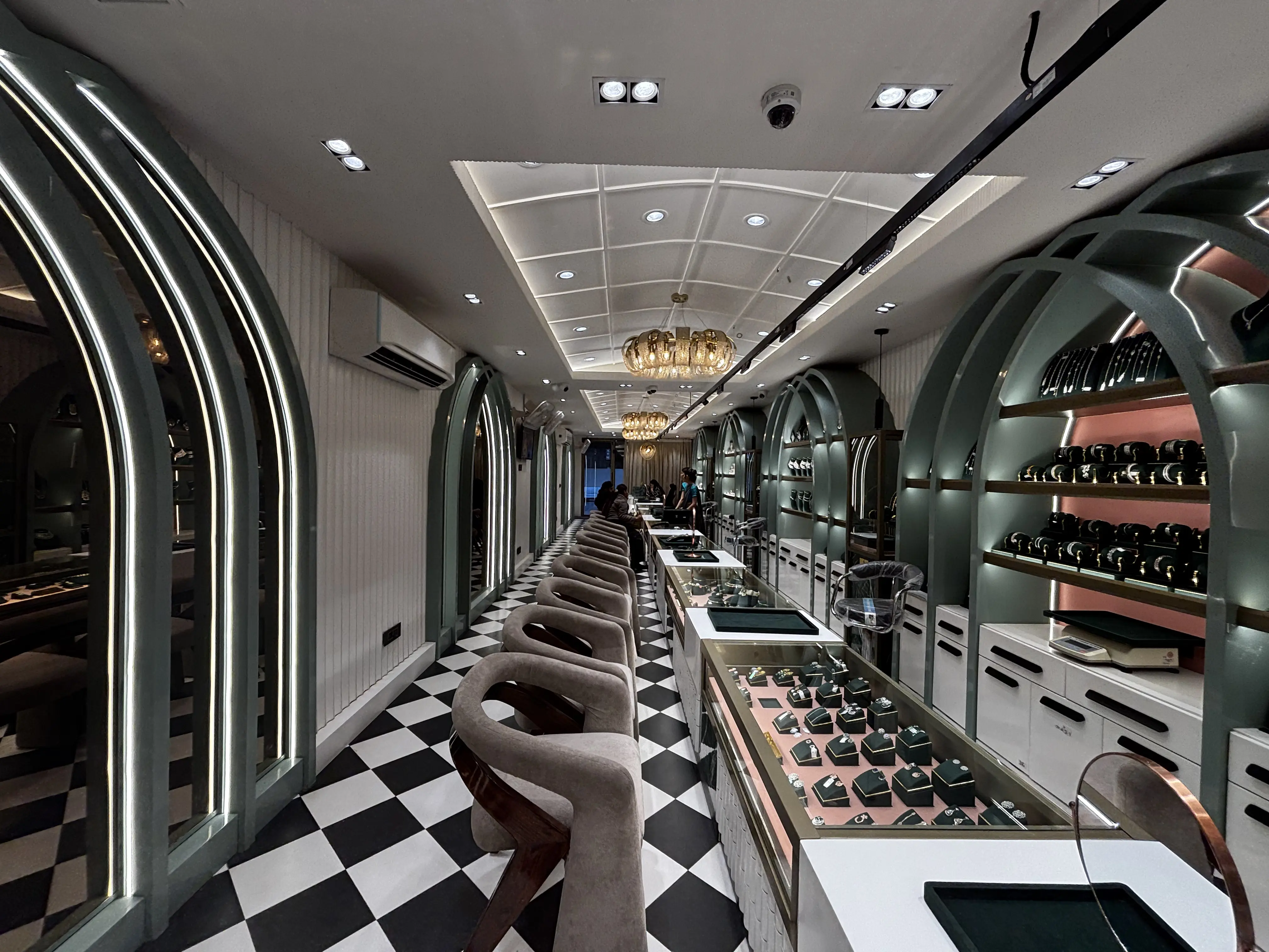 Elegant jewelry display counter at Ezahi